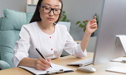 woman doing breastfeeding studies and research