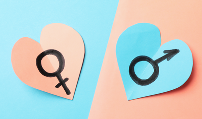 gender symbols on paper hearts