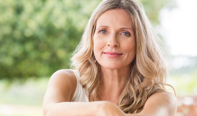 woman lifestyle image with trees in background