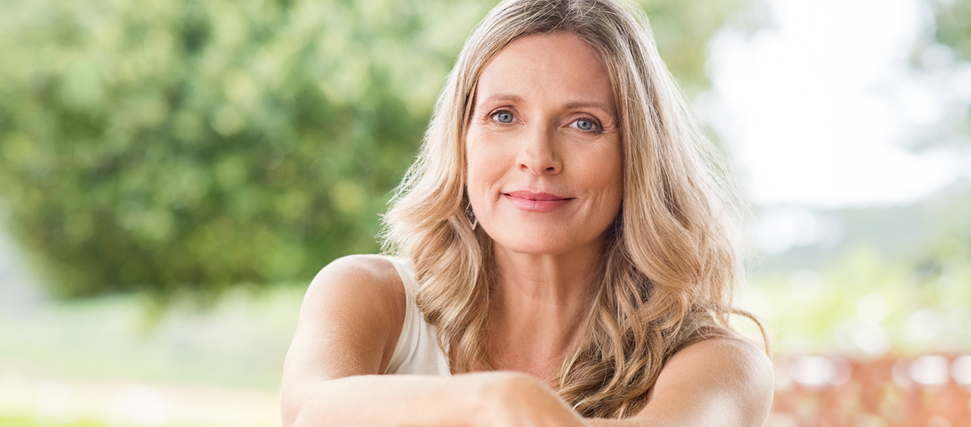 woman lifestyle image with trees in background