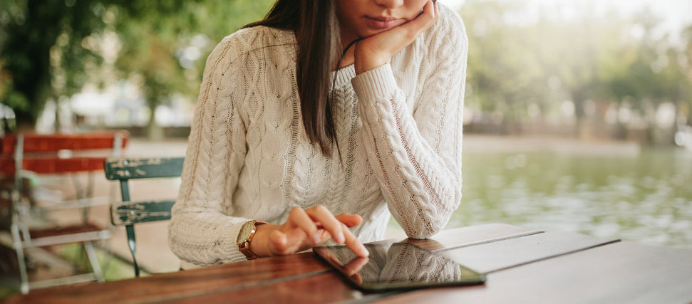 woman on tablet browsing the web