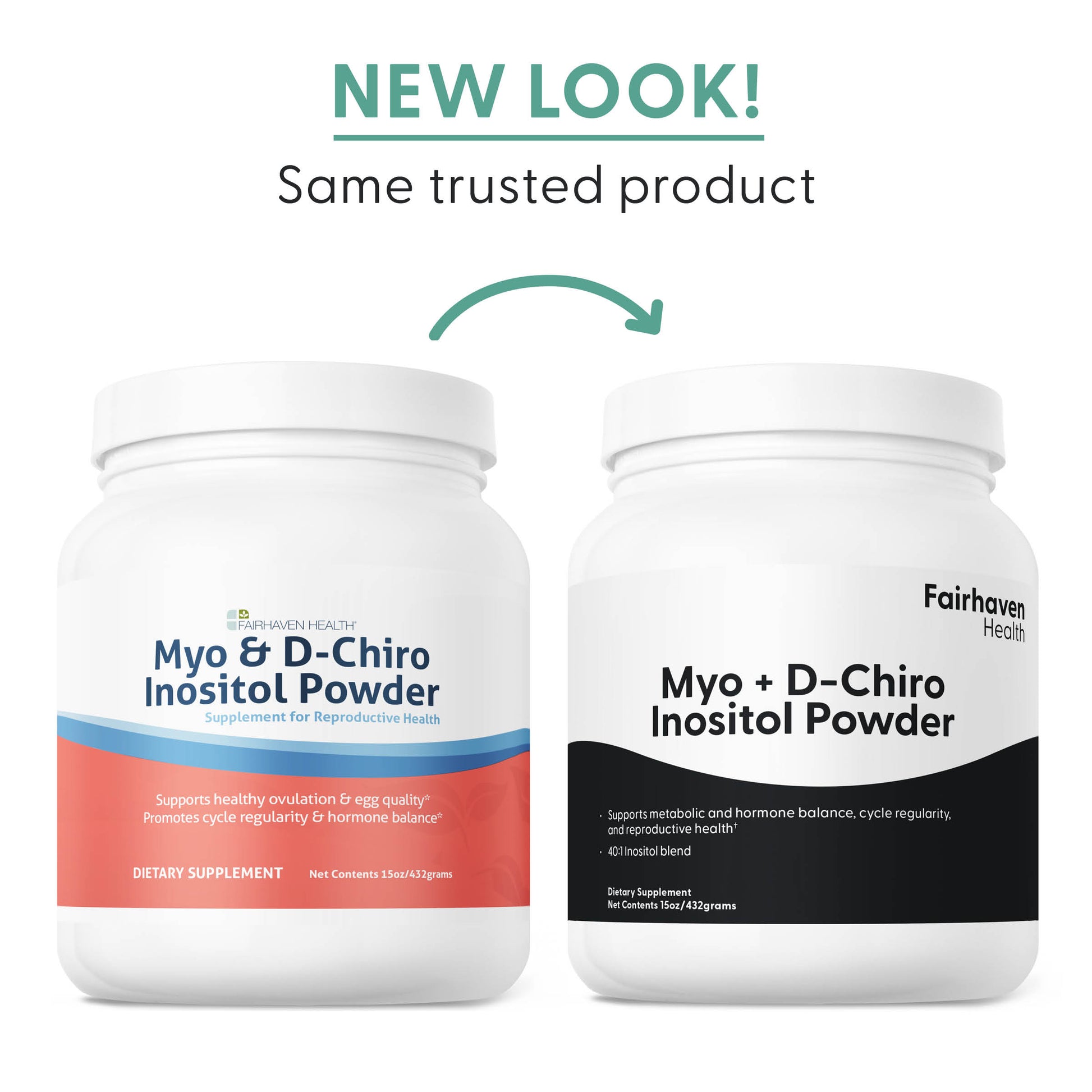 Fairhaven Health Myo + D-Chiro Inositol Powder new look, same trusted product.