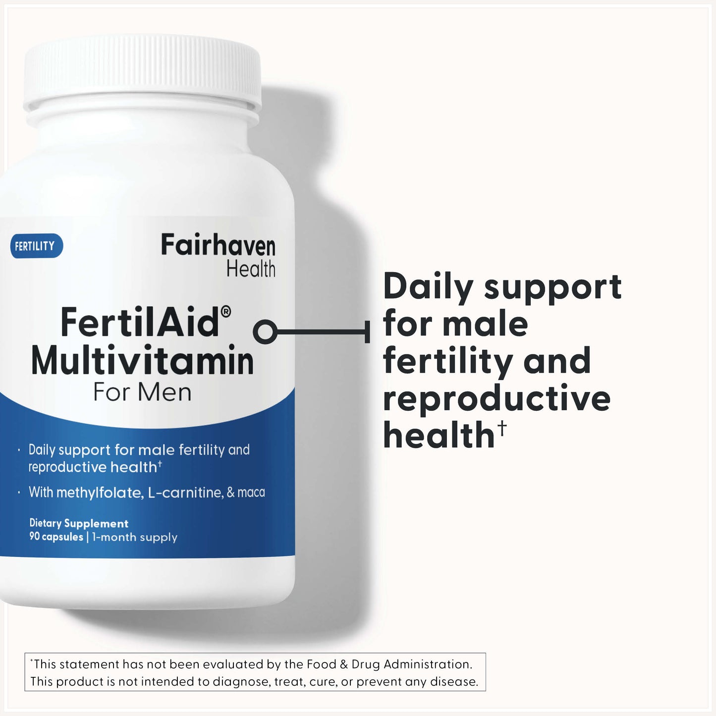 Fairhaven Health FertilAid Multivitamin for Men provides daily support for male fertility and reproductive health.*