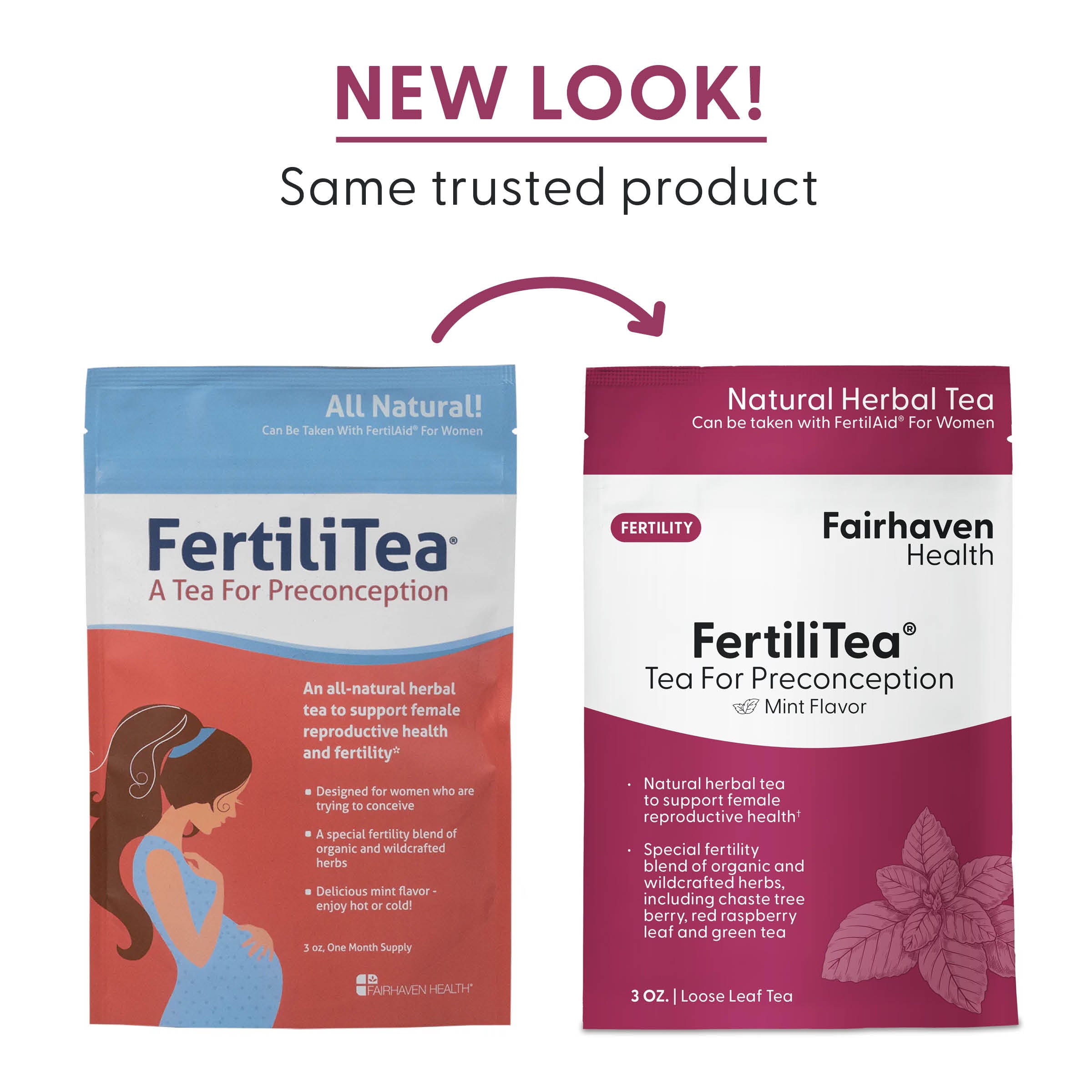 FertiliTea by Fairhaven Health. New look, same trusted product.