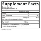 Myo-Folate Drink for Fertility supplement facts.