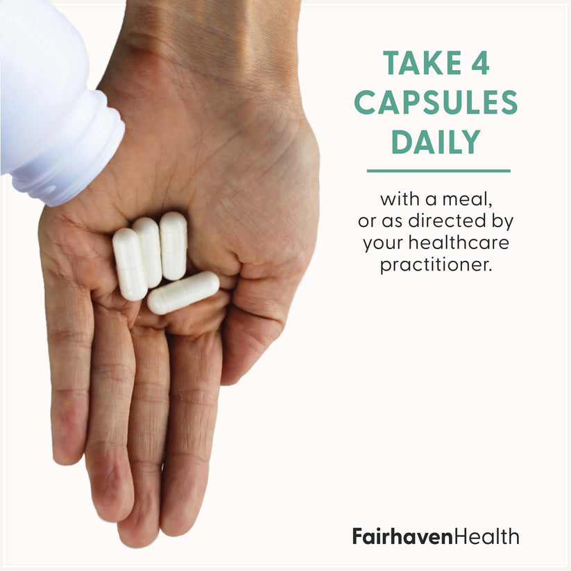 Fairhaven Health Myo-Inositol 120 capsules. Take 4 capsules daily with a meal or as directed by your healthcare practitioner.