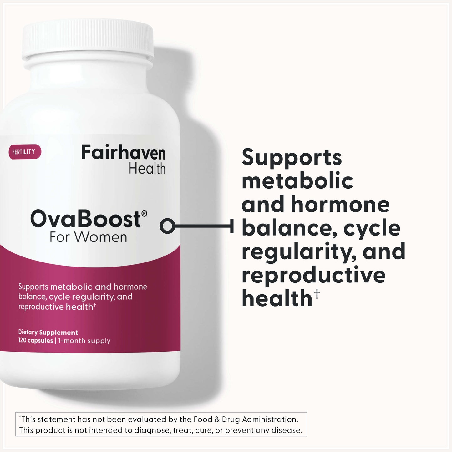 Fairhaven Health OvaBoost for Women supports metabolic and hormone balance, cycle regularity, and reproductive health.*