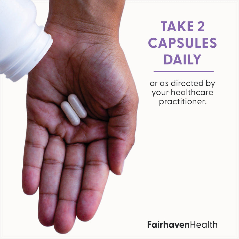 Fairhaven Health Postnatal Multivitamin Essentials take two capsules daily or as directed by your healthcare practitioner.