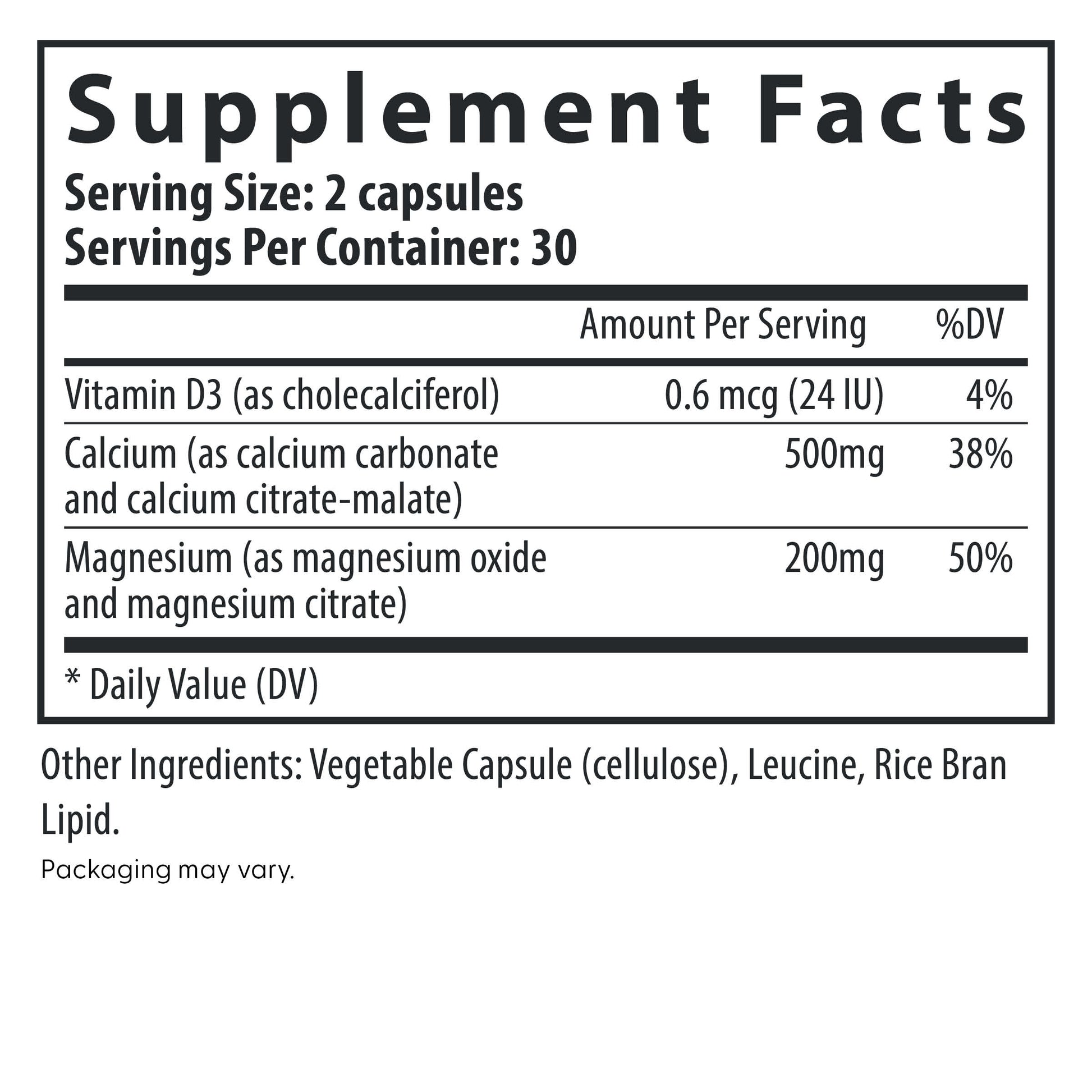 Fairhaven Health Calcium + Magnesium prenatal supplement facts.