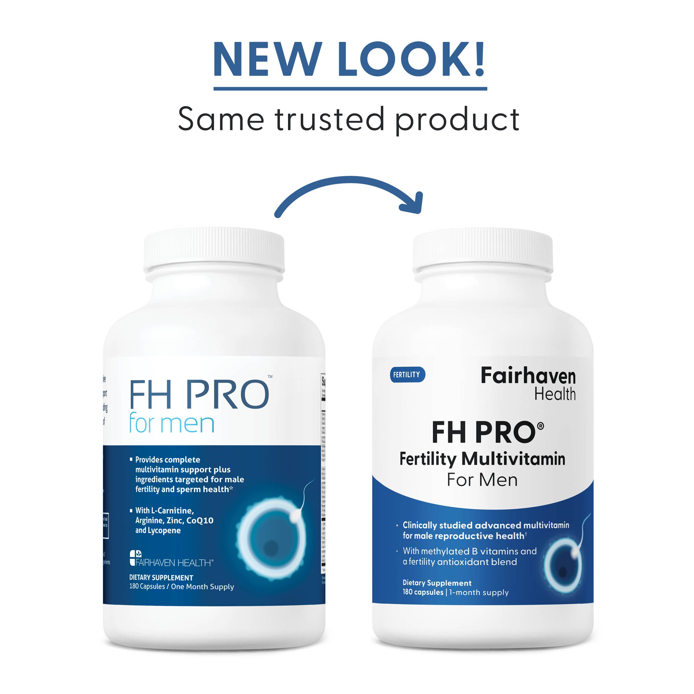 Fairhaven Health FH PRO Fertility Multivitamin for Men new look, same trusted product.