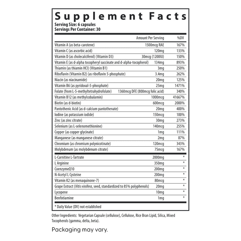 Fairhaven Health FH PRO Fertility Multivitamin for Men supplement facts.