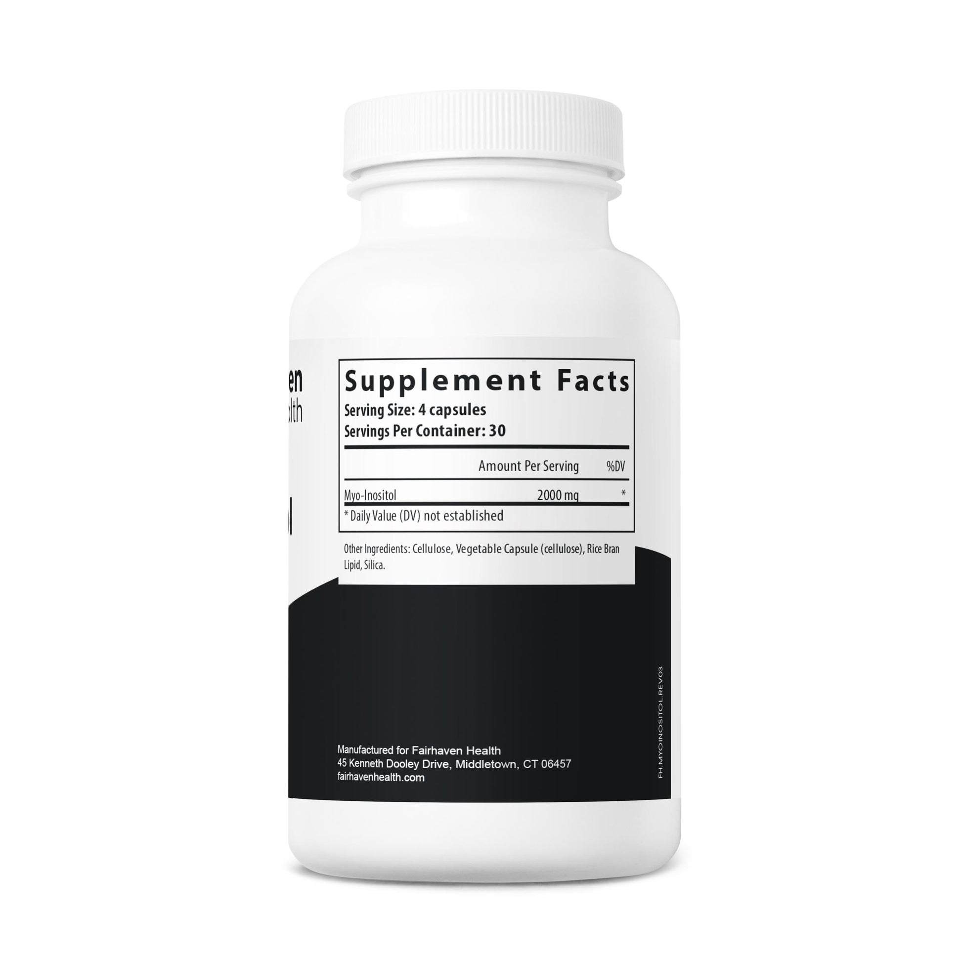 Fairhaven Health Myo-Inositol 120 capsules servings and ingredients.