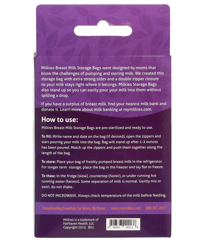 Breast Milk Storage Bags - Back